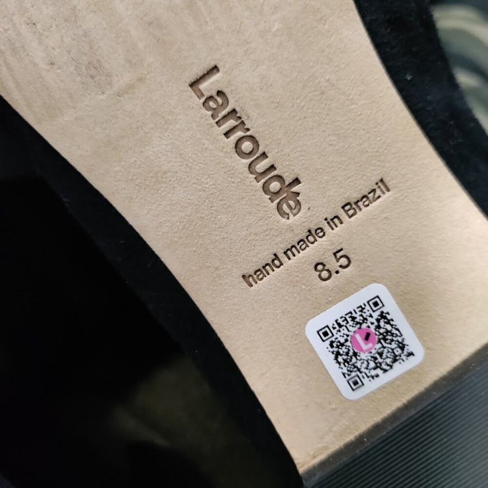 Larroude Lee Black Velvet Crystal Bow Embellished Pointed Toe Flat Women's 8.5 - Picture 8 of 9